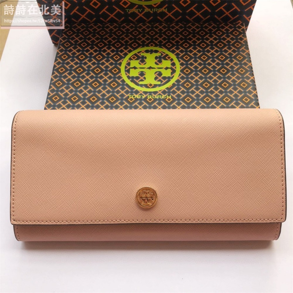 詩詩精品 Tory Burch 皮夾 長夾 時尚百搭 錢包 暗釦錢夾 十字紋防刮多卡位零錢包 女生卡夾 證件夾 手拿包-細節圖6