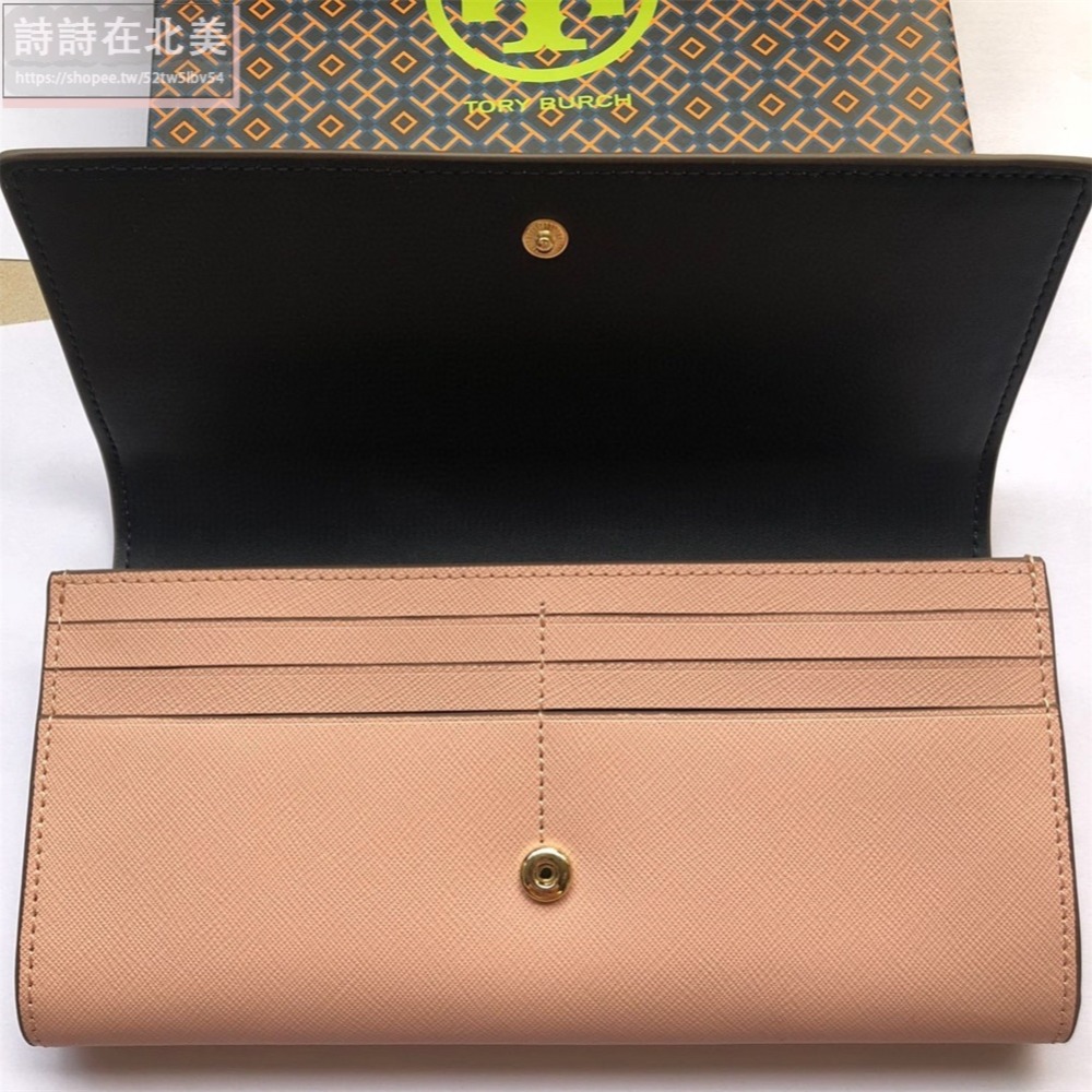 詩詩精品 Tory Burch 皮夾 長夾 時尚百搭 錢包 暗釦錢夾 十字紋防刮多卡位零錢包 女生卡夾 證件夾 手拿包-細節圖8