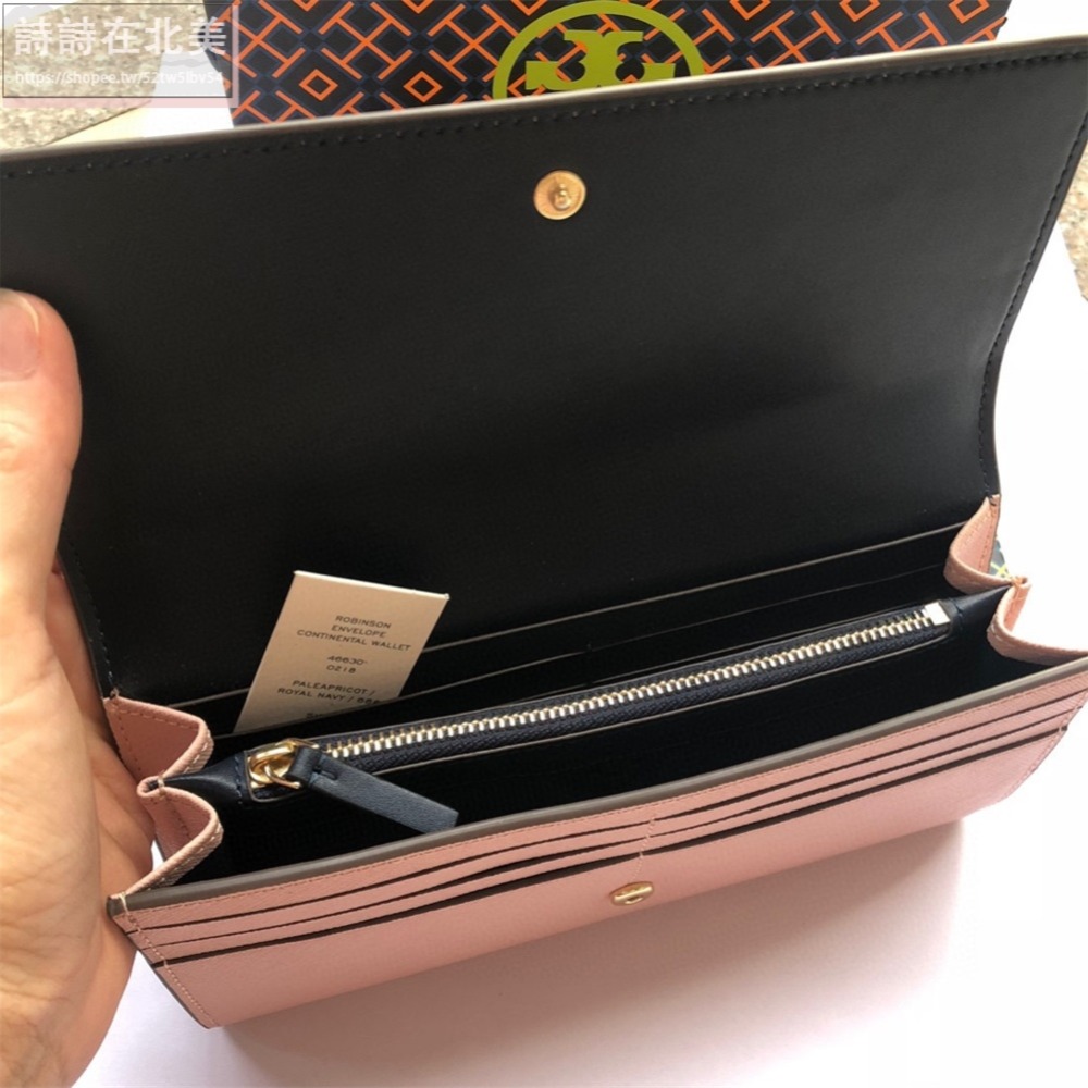 詩詩精品 Tory Burch 皮夾 長夾 時尚百搭 錢包 暗釦錢夾 十字紋防刮多卡位零錢包 女生卡夾 證件夾 手拿包-細節圖9