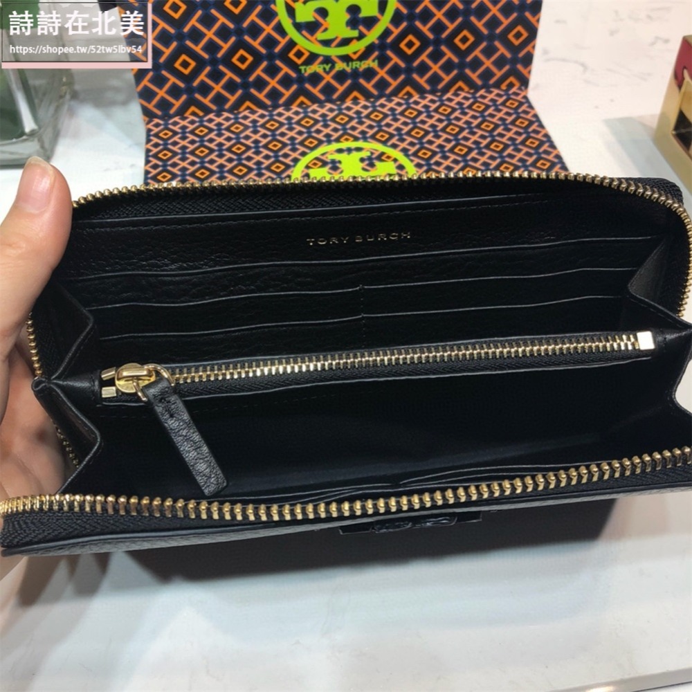 詩詩精品 Tory Burch 皮夾 長夾 時尚百搭 錢包 暗釦錢夾 十字紋防刮多卡位零錢包 女生卡夾 證件夾 手拿包-細節圖4