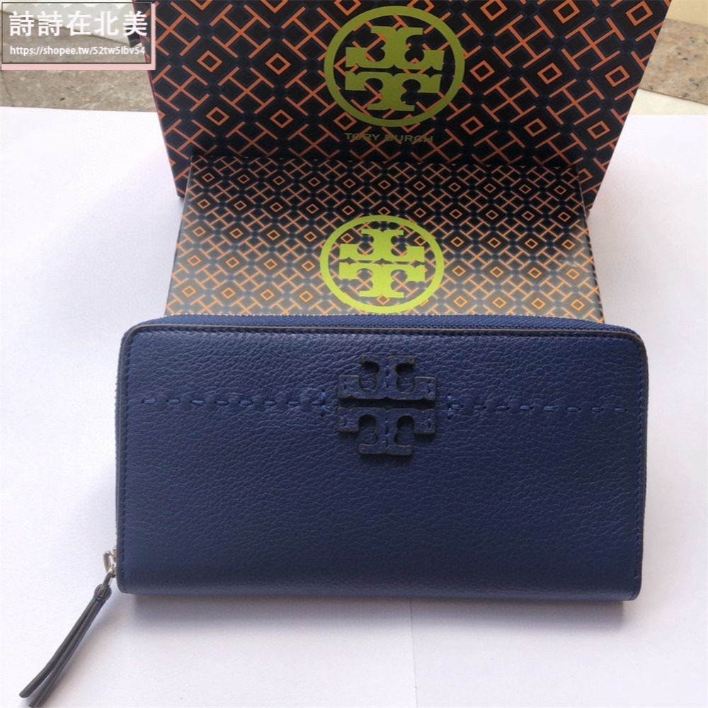 詩詩精品 Tory Burch 皮夾 長夾 時尚百搭 錢包 暗釦錢夾 十字紋防刮多卡位零錢包 女生卡夾 證件夾 手拿包-細節圖5