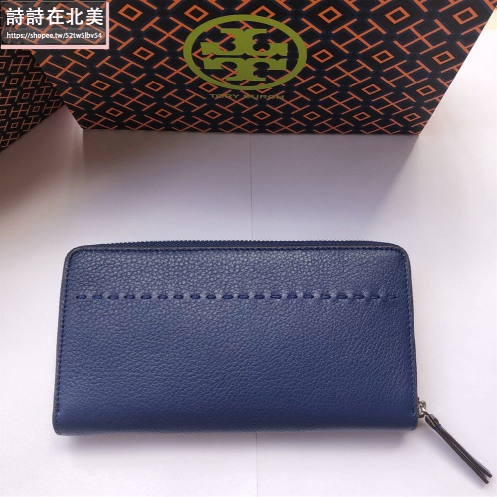詩詩精品 Tory Burch 皮夾 長夾 時尚百搭 錢包 暗釦錢夾 十字紋防刮多卡位零錢包 女生卡夾 證件夾 手拿包-細節圖6