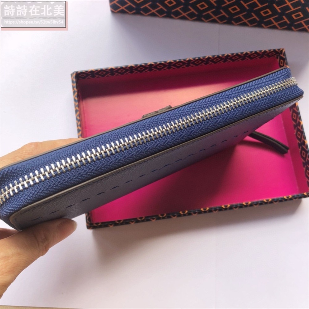 詩詩精品 Tory Burch 皮夾 長夾 時尚百搭 錢包 暗釦錢夾 十字紋防刮多卡位零錢包 女生卡夾 證件夾 手拿包-細節圖7