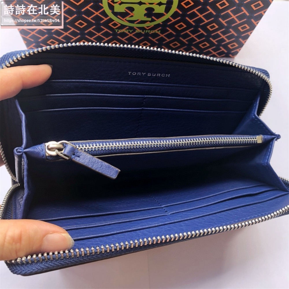 詩詩精品 Tory Burch 皮夾 長夾 時尚百搭 錢包 暗釦錢夾 十字紋防刮多卡位零錢包 女生卡夾 證件夾 手拿包-細節圖8