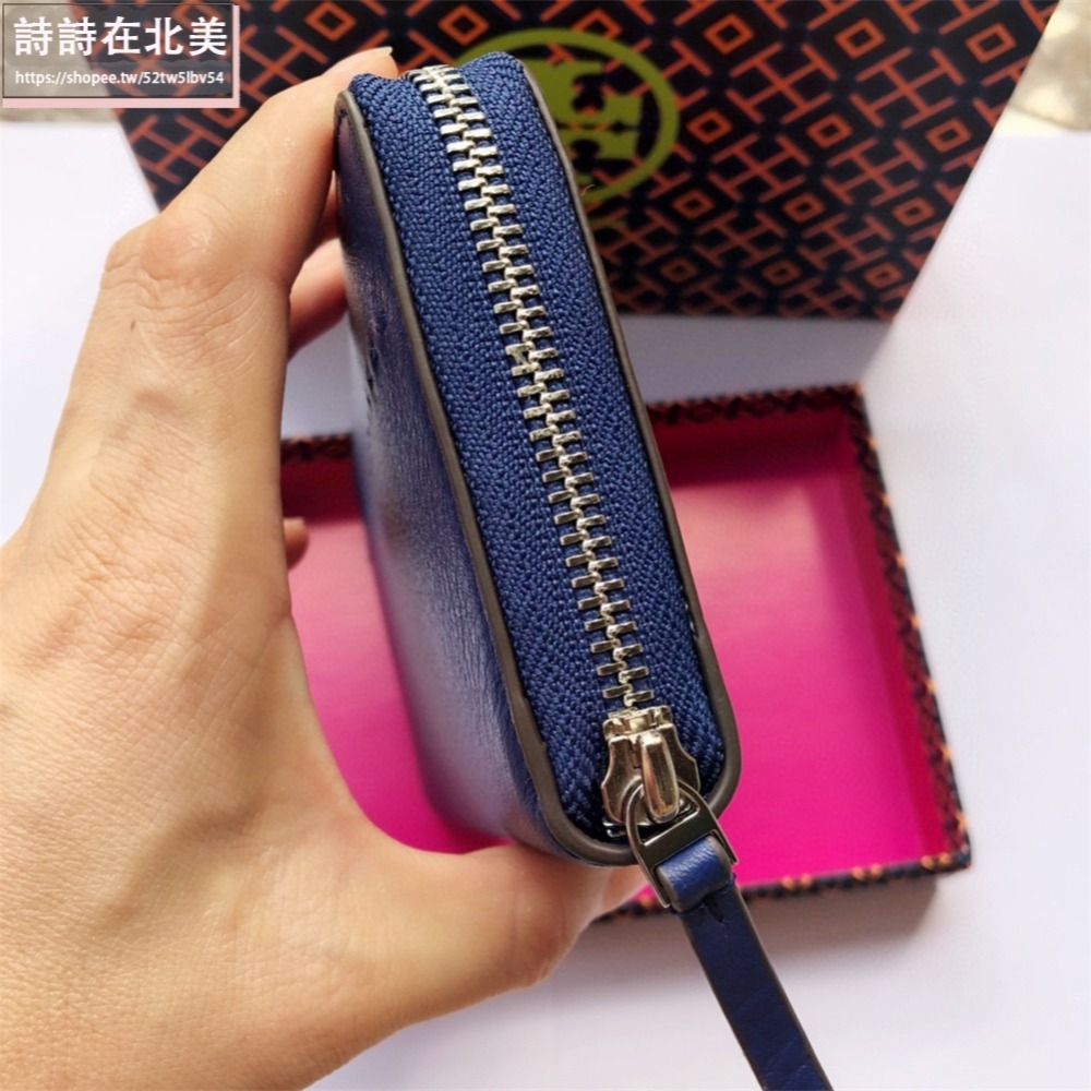 詩詩精品 Tory Burch 皮夾 長夾 時尚百搭 錢包 暗釦錢夾 十字紋防刮多卡位零錢包 女生卡夾 證件夾 手拿包-細節圖9