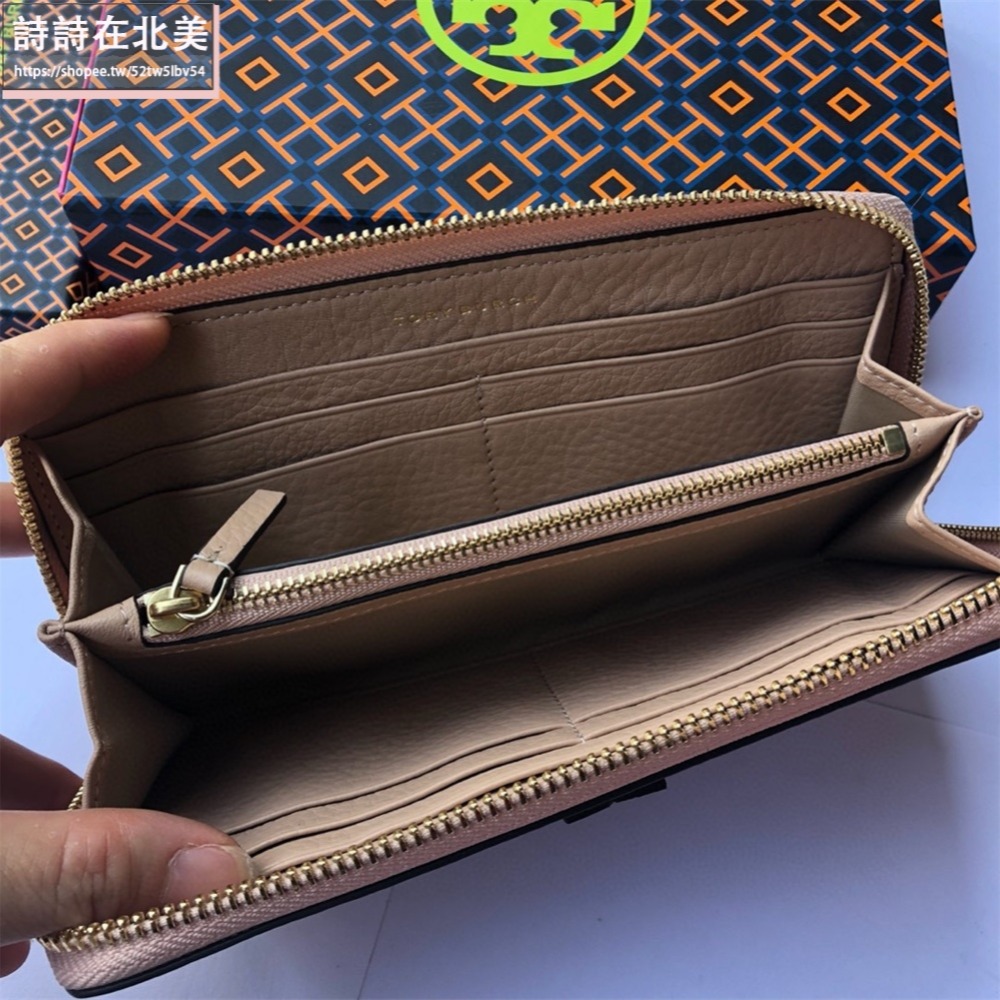 詩詩精品 Tory Burch 皮夾 長夾 時尚百搭 錢包 暗釦錢夾 十字紋防刮多卡位零錢包 女生卡夾 證件夾 手拿包-細節圖11