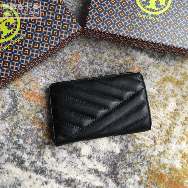 詩詩精品 Tory Burch 皮夾 中夾 錢包 小羊皮拉鏈皮夾 零錢包 時尚百搭 千元鈔票夾 多卡位零錢夾 證件夾-細節圖3
