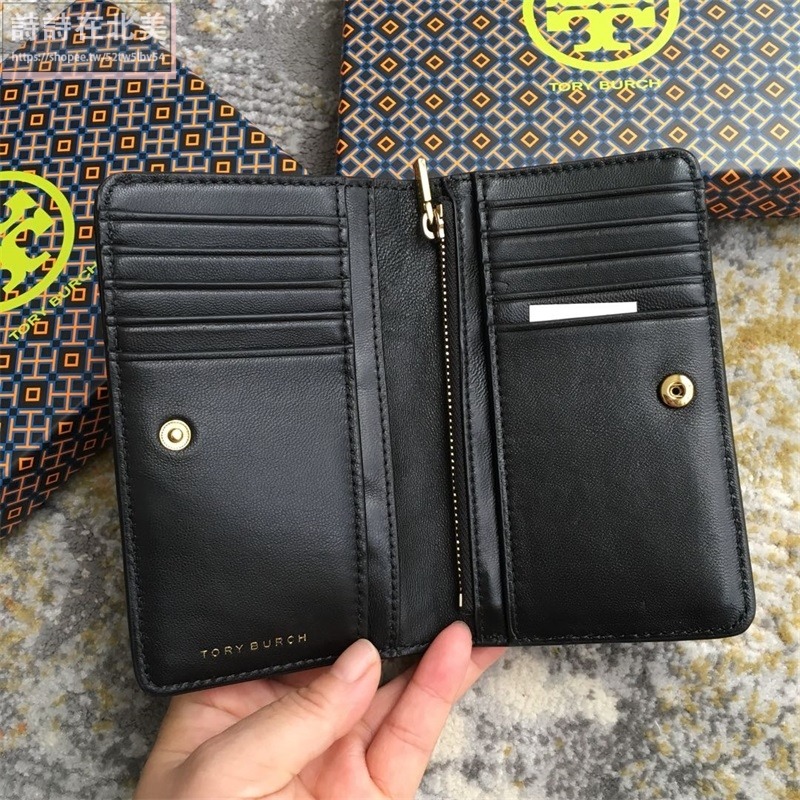 詩詩精品 Tory Burch 皮夾 中夾 錢包 小羊皮拉鏈皮夾 零錢包 時尚百搭 千元鈔票夾 多卡位零錢夾 證件夾-細節圖4