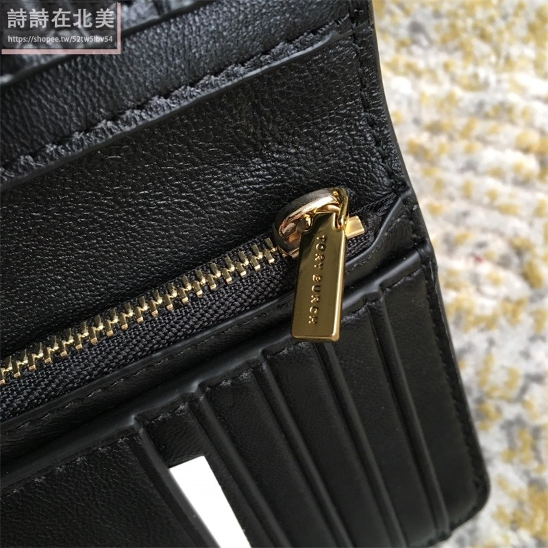 詩詩精品 Tory Burch 皮夾 中夾 錢包 小羊皮拉鏈皮夾 零錢包 時尚百搭 千元鈔票夾 多卡位零錢夾 證件夾-細節圖5
