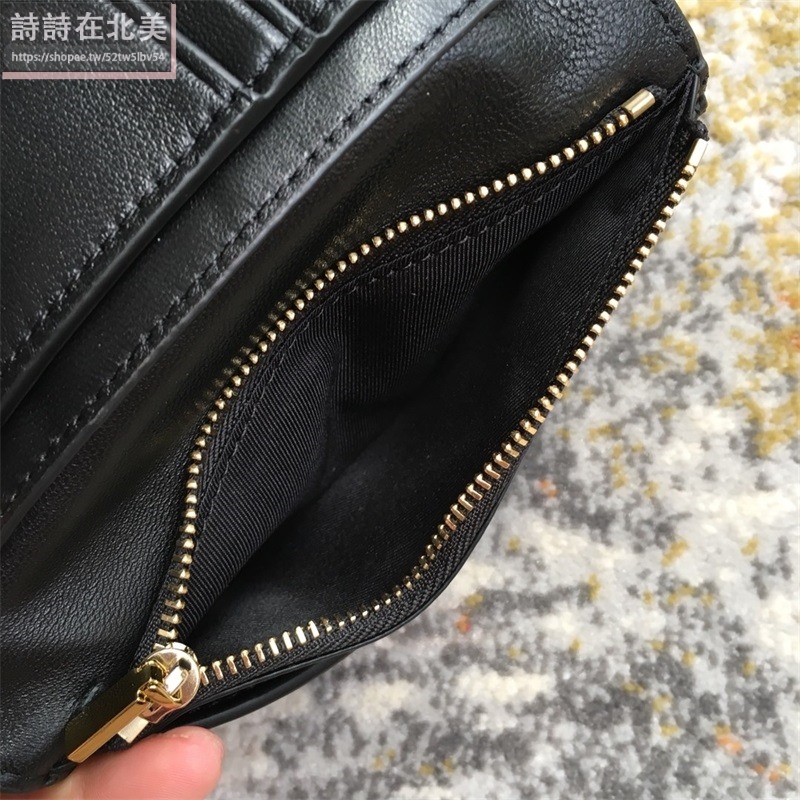 詩詩精品 Tory Burch 皮夾 中夾 錢包 小羊皮拉鏈皮夾 零錢包 時尚百搭 千元鈔票夾 多卡位零錢夾 證件夾-細節圖6