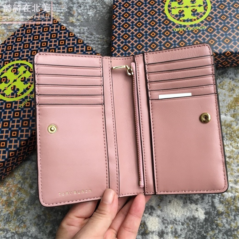 詩詩精品 Tory Burch 皮夾 中夾 錢包 小羊皮拉鏈皮夾 零錢包 時尚百搭 千元鈔票夾 多卡位零錢夾 證件夾-細節圖9