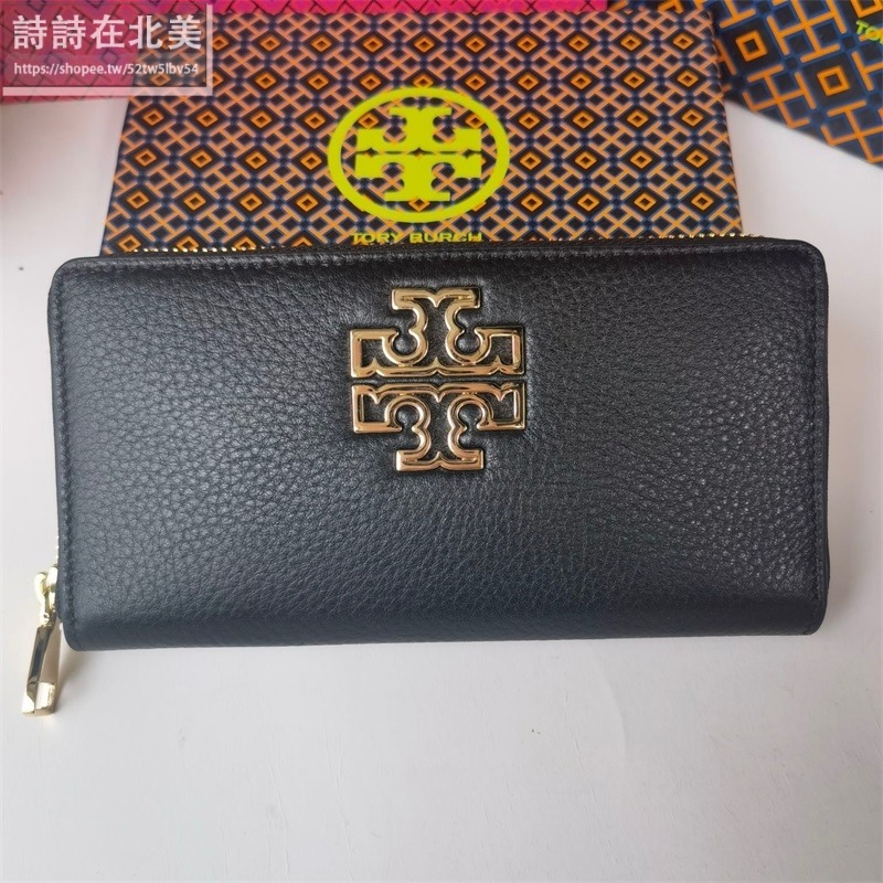 詩詩精品 Tory Burch 皮夾 長夾 錢包 時尚百搭 荔枝紋牛皮大logo零錢包 tb長夾 手拿包 證件夾 拉鏈夾-細節圖2