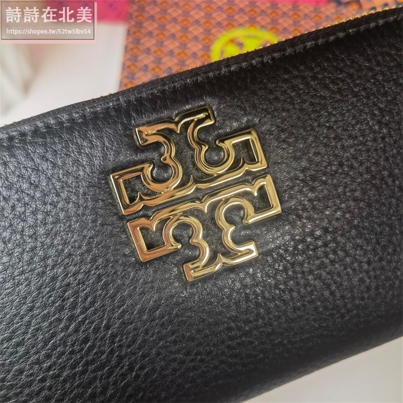 詩詩精品 Tory Burch 皮夾 長夾 錢包 時尚百搭 荔枝紋牛皮大logo零錢包 tb長夾 手拿包 證件夾 拉鏈夾-細節圖4