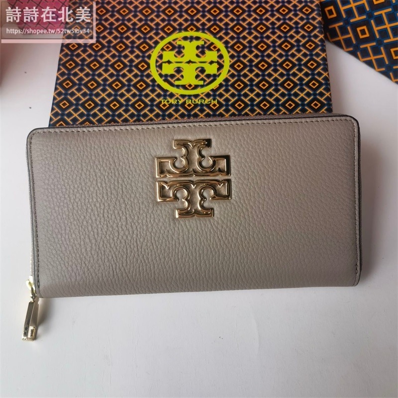 詩詩精品 Tory Burch 皮夾 長夾 錢包 時尚百搭 荔枝紋牛皮大logo零錢包 tb長夾 手拿包 證件夾 拉鏈夾-細節圖6