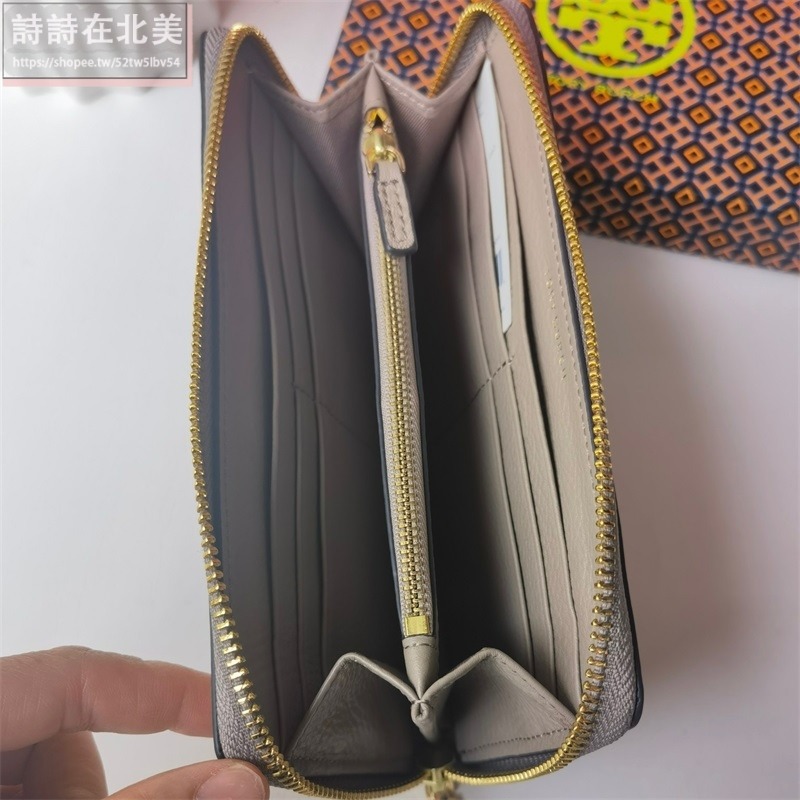 詩詩精品 Tory Burch 皮夾 長夾 錢包 時尚百搭 荔枝紋牛皮大logo零錢包 tb長夾 手拿包 證件夾 拉鏈夾-細節圖7