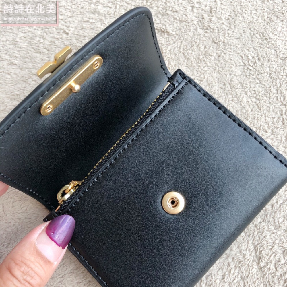 詩詩精品 Tory Burch 皮夾 零錢夾 真皮防刮短夾 錢夾 暗釦夾 拉鏈夾 tb短夾 錢包 多卡位零錢包-細節圖4