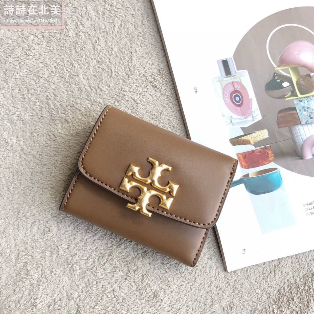 詩詩精品 Tory Burch 皮夾 零錢夾 真皮防刮短夾 錢夾 暗釦夾 拉鏈夾 tb短夾 錢包 多卡位零錢包-細節圖6