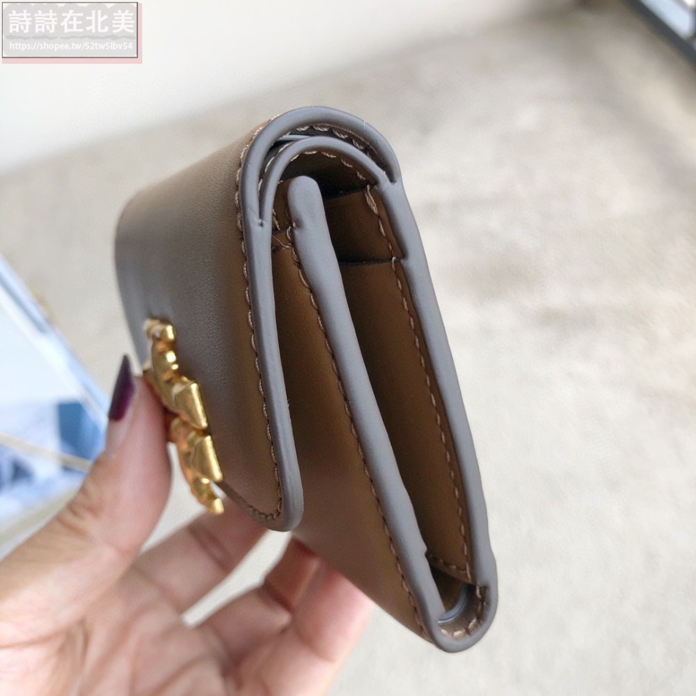 詩詩精品 Tory Burch 皮夾 零錢夾 真皮防刮短夾 錢夾 暗釦夾 拉鏈夾 tb短夾 錢包 多卡位零錢包-細節圖7