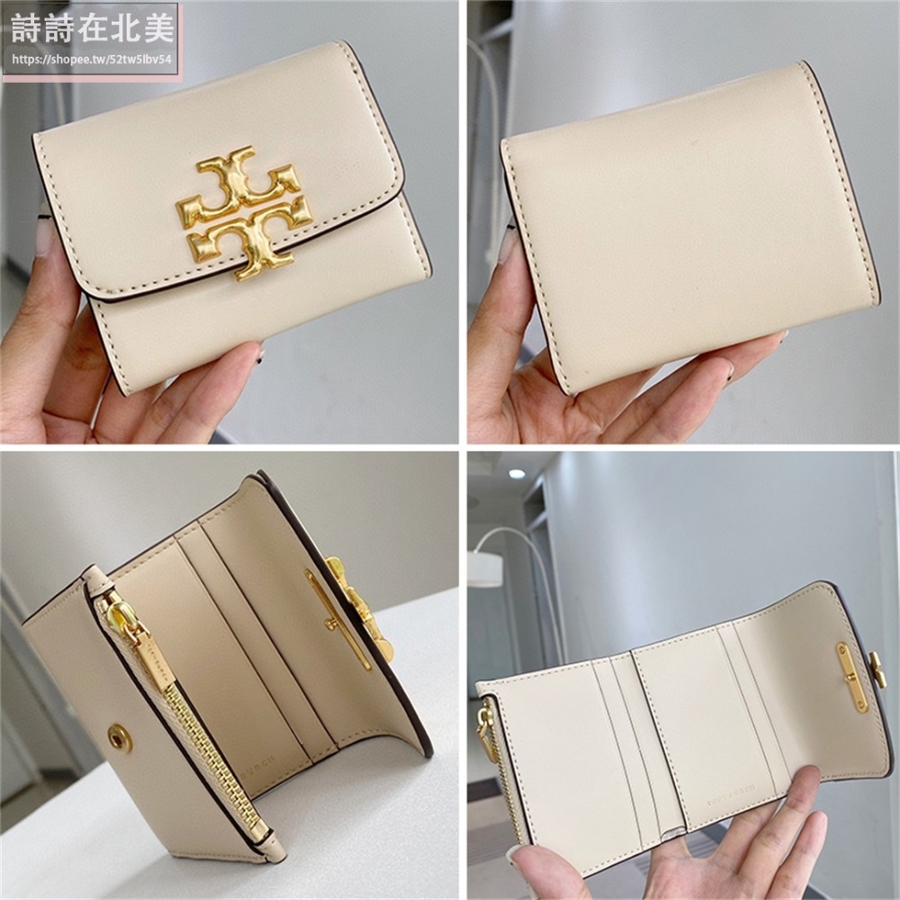 詩詩精品 Tory Burch 皮夾 零錢夾 真皮防刮短夾 錢夾 暗釦夾 拉鏈夾 tb短夾 錢包 多卡位零錢包-細節圖10