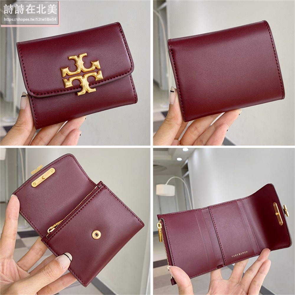 詩詩精品 Tory Burch 皮夾 零錢夾 真皮防刮短夾 錢夾 暗釦夾 拉鏈夾 tb短夾 錢包 多卡位零錢包-細節圖11