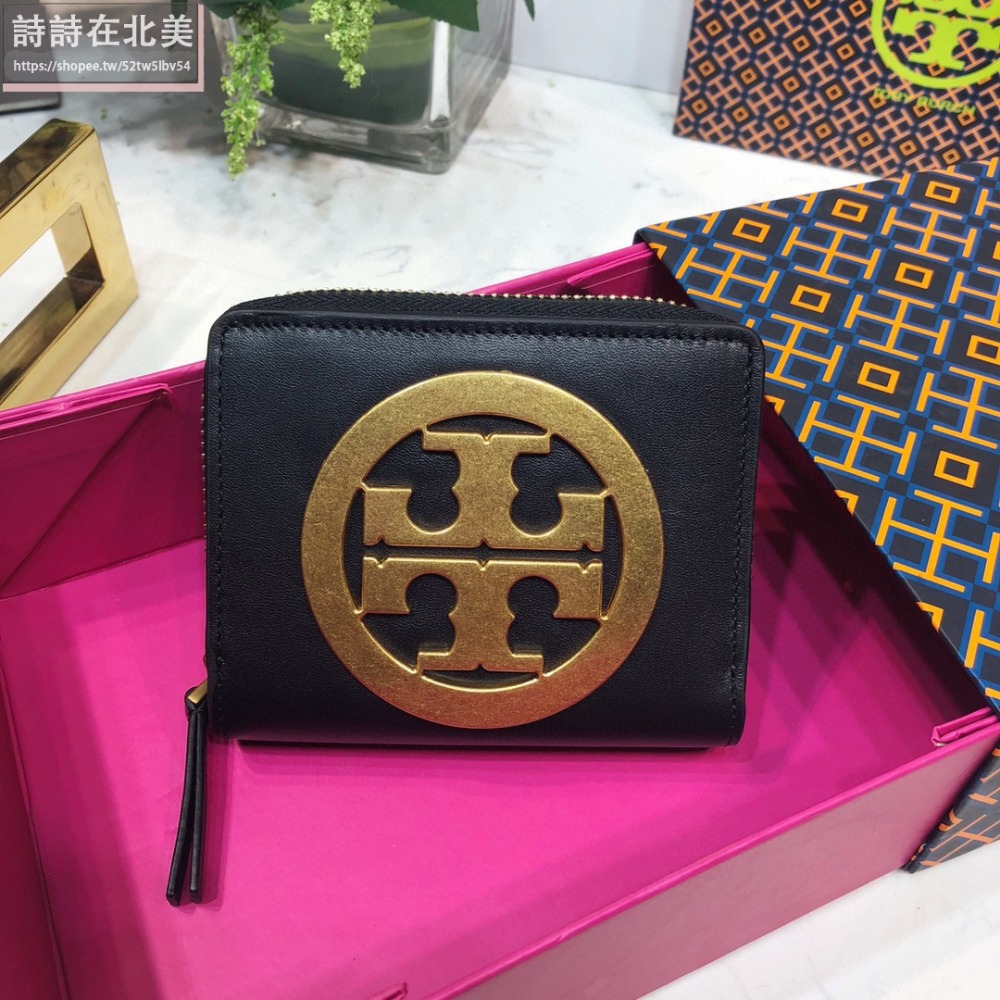 詩詩精品 Tory Burch 皮夾 鈔票夾 金屬大LOGO手拿包 拉鏈卡夾 TB長夾 信用卡包 手拿包 短夾 零錢包-細節圖2