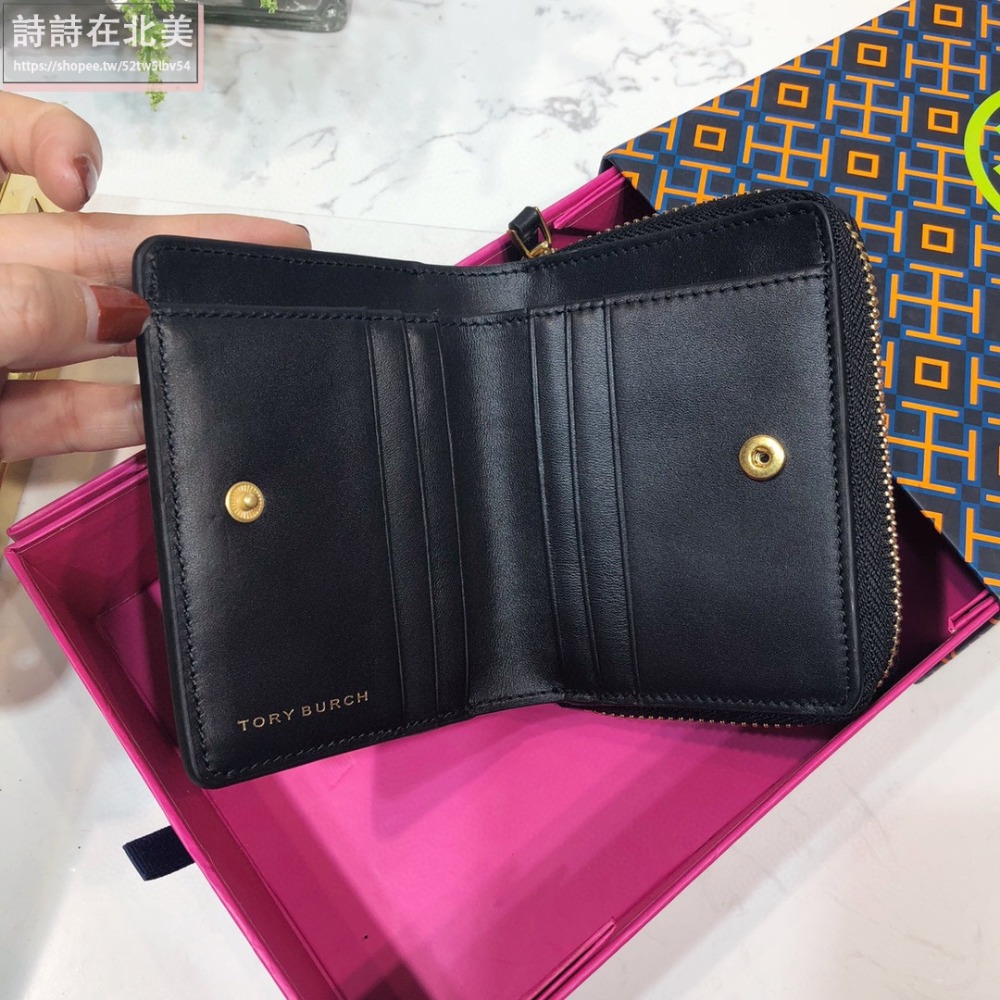 詩詩精品 Tory Burch 皮夾 鈔票夾 金屬大LOGO手拿包 拉鏈卡夾 TB長夾 信用卡包 手拿包 短夾 零錢包-細節圖4