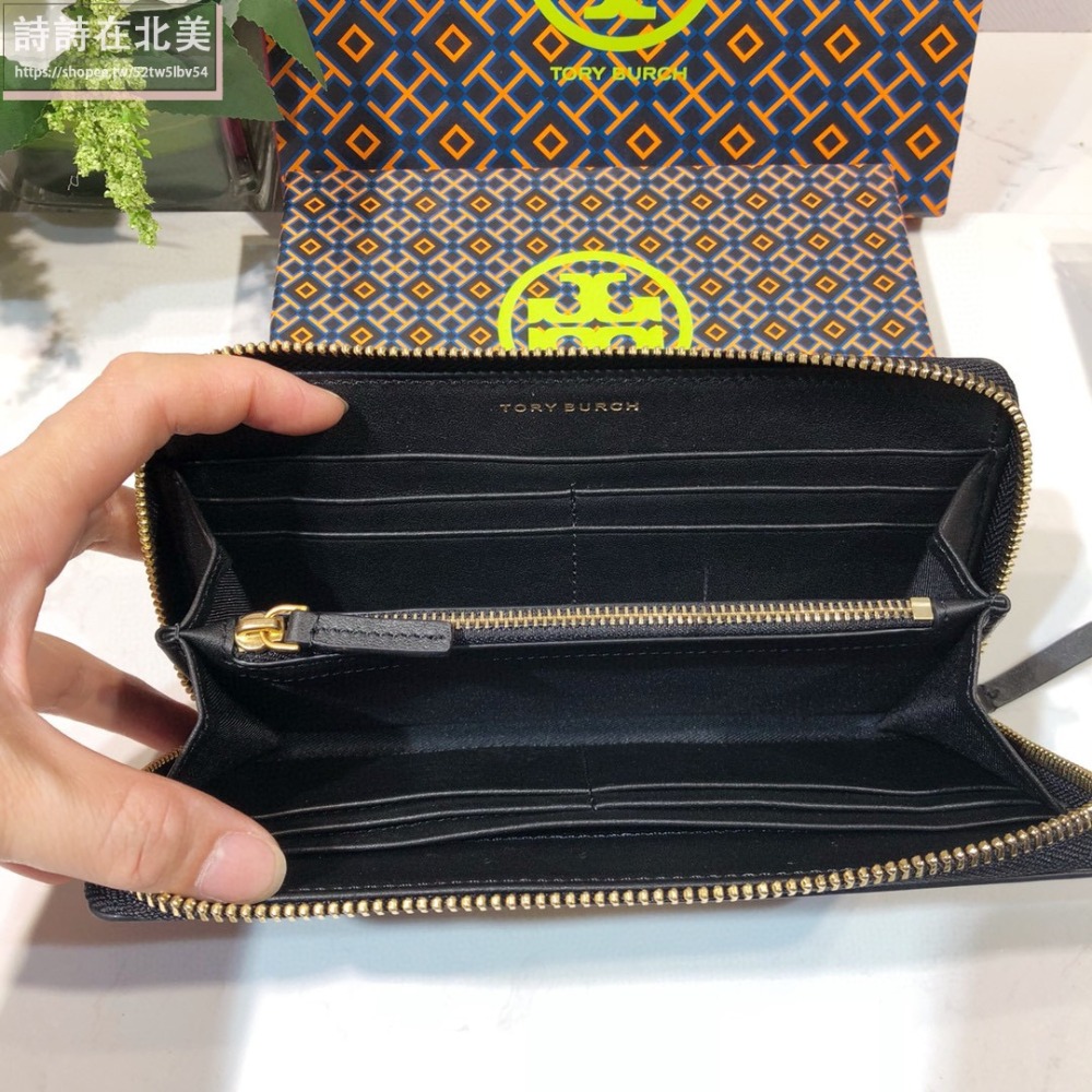 詩詩精品 Tory Burch 皮夾 鈔票夾 金屬大LOGO手拿包 拉鏈卡夾 TB長夾 信用卡包 手拿包 短夾 零錢包-細節圖9