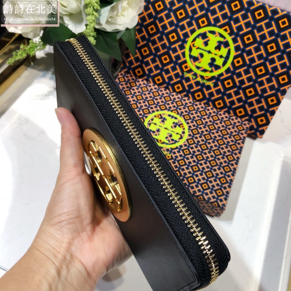 詩詩精品 Tory Burch 皮夾 鈔票夾 金屬大LOGO手拿包 拉鏈卡夾 TB長夾 信用卡包 手拿包 短夾 零錢包-細節圖10