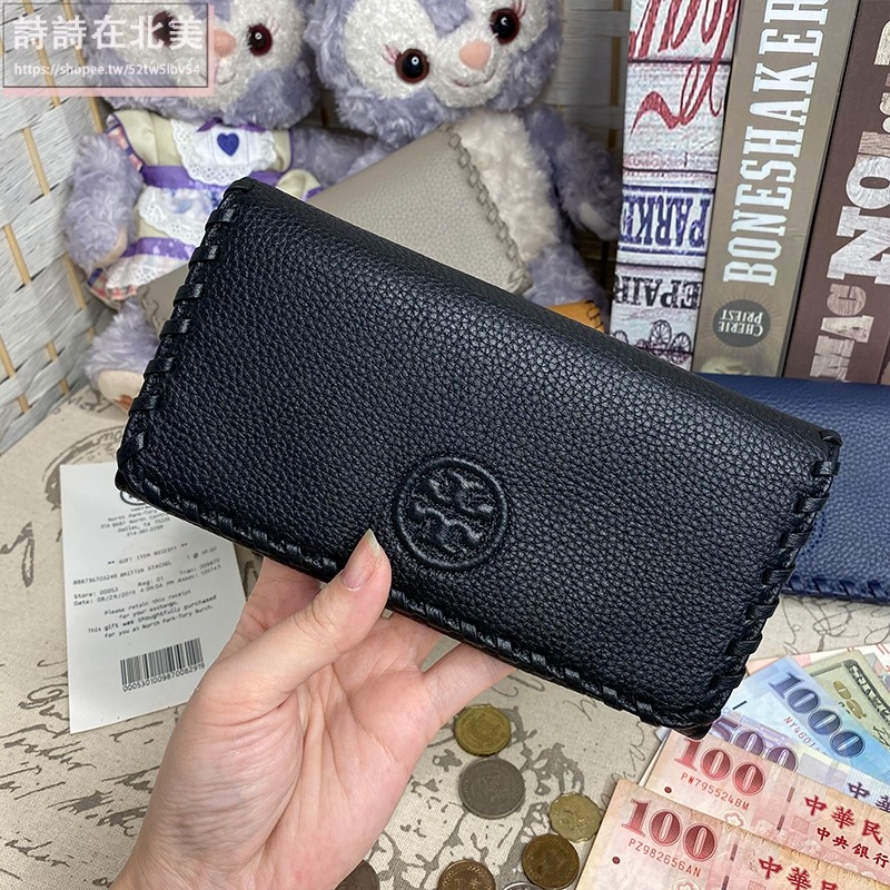 詩詩精品 Tory Burch 皮夾 長夾 錢包 頭層荔枝紋牛皮零錢包 手拿包 tb 證件夾 大容量編織大鈔夾 可放千鈔-細節圖2