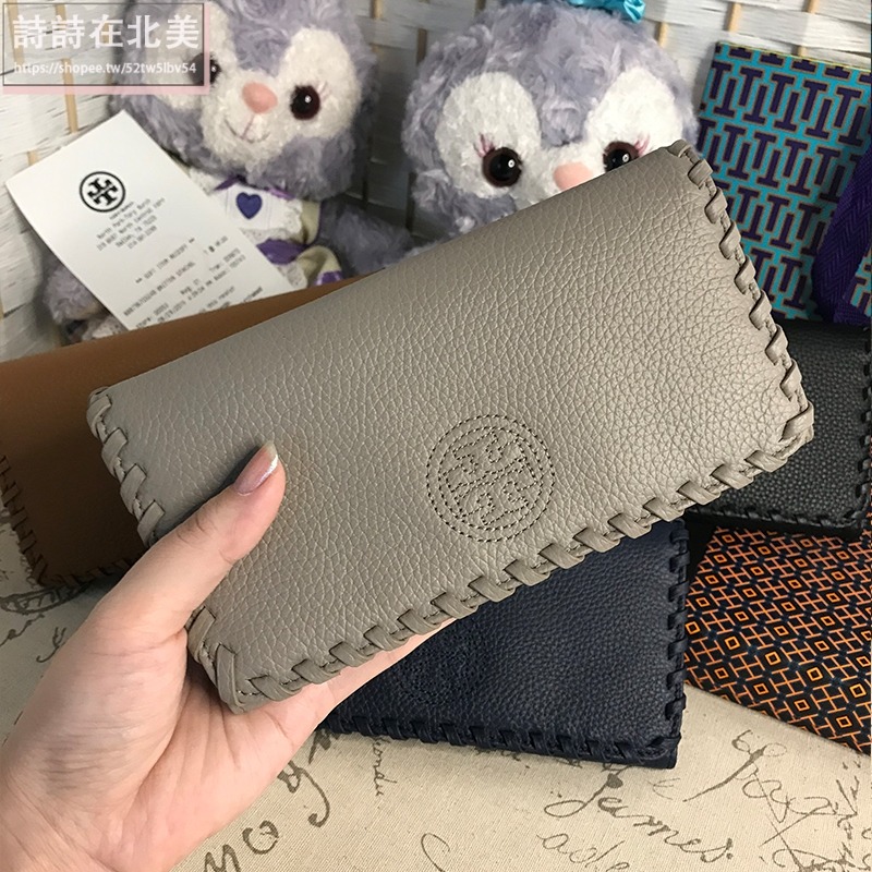 詩詩精品 Tory Burch 皮夾 長夾 錢包 頭層荔枝紋牛皮零錢包 手拿包 tb 證件夾 大容量編織大鈔夾 可放千鈔-細節圖7