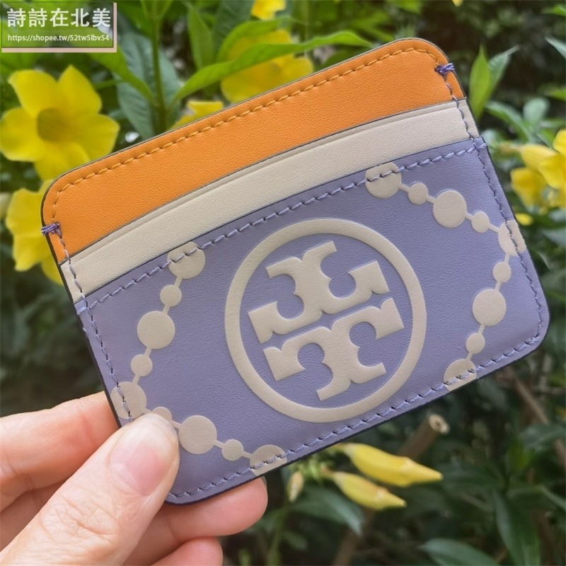 詩詩精品 Tory Burch 卡夾 卡片夾 名片夾 證件夾 信用卡夾 tb皮夾 零錢包 迷你牛皮壓花撞色卡包 鈔票夾-細節圖8