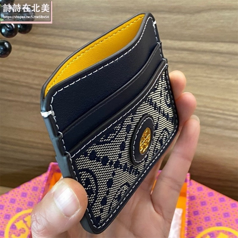 詩詩精品 Tory Burch 卡包 手拿包 卡片夾 名片夾 證件夾 信用卡夾 提花拼布材質卡包 零錢夾 卡夾 零錢包-細節圖4