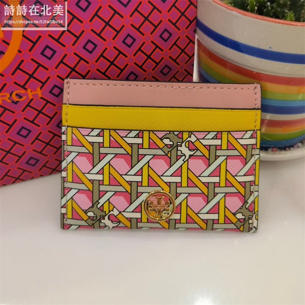 詩詩精品 Tory Burch 卡夾 錢包 mini卡包 名片夾 十字紋防刮塗鴉印花手拿包 證件夾 鈔票夾-細節圖2
