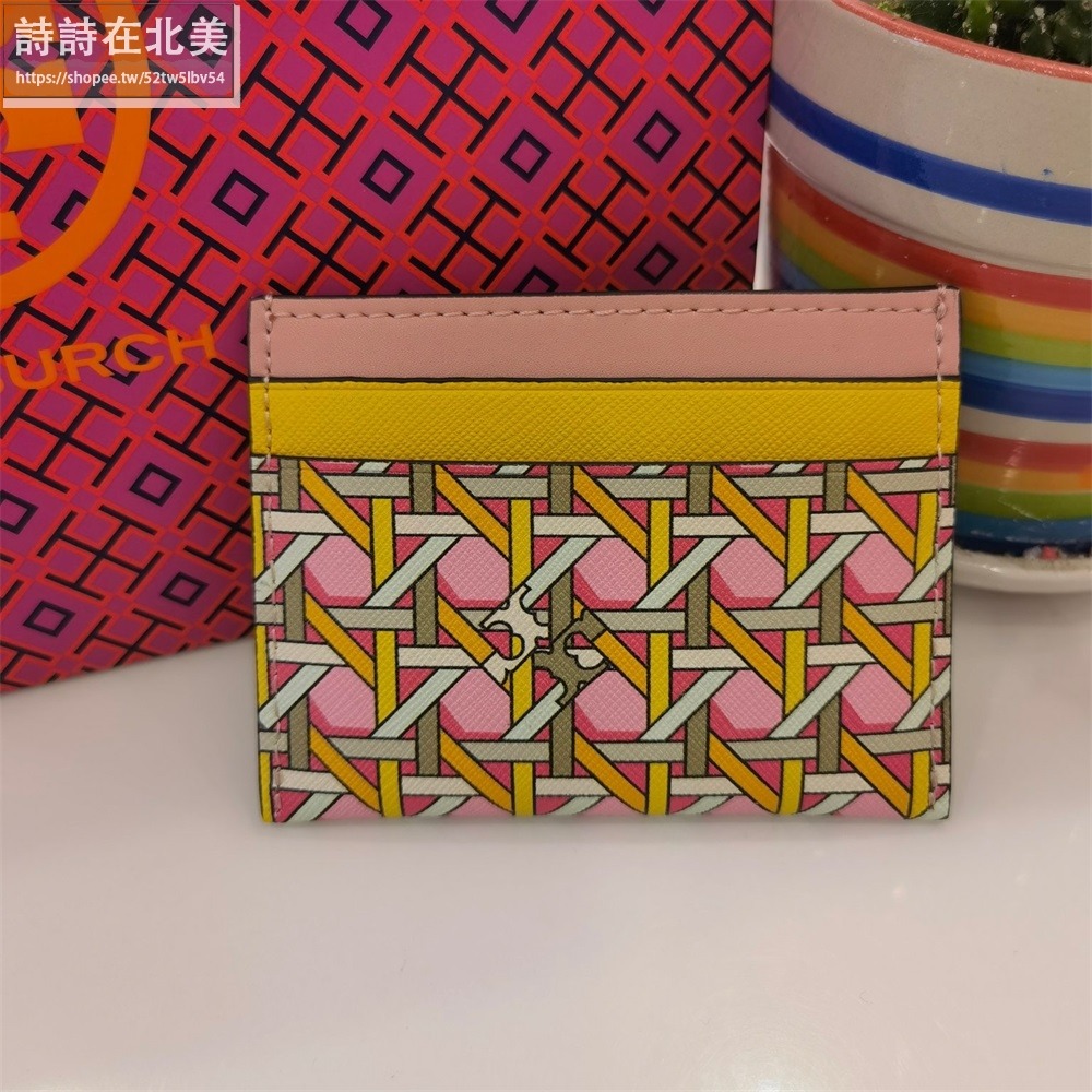 詩詩精品 Tory Burch 卡夾 錢包 mini卡包 名片夾 十字紋防刮塗鴉印花手拿包 證件夾 鈔票夾-細節圖3