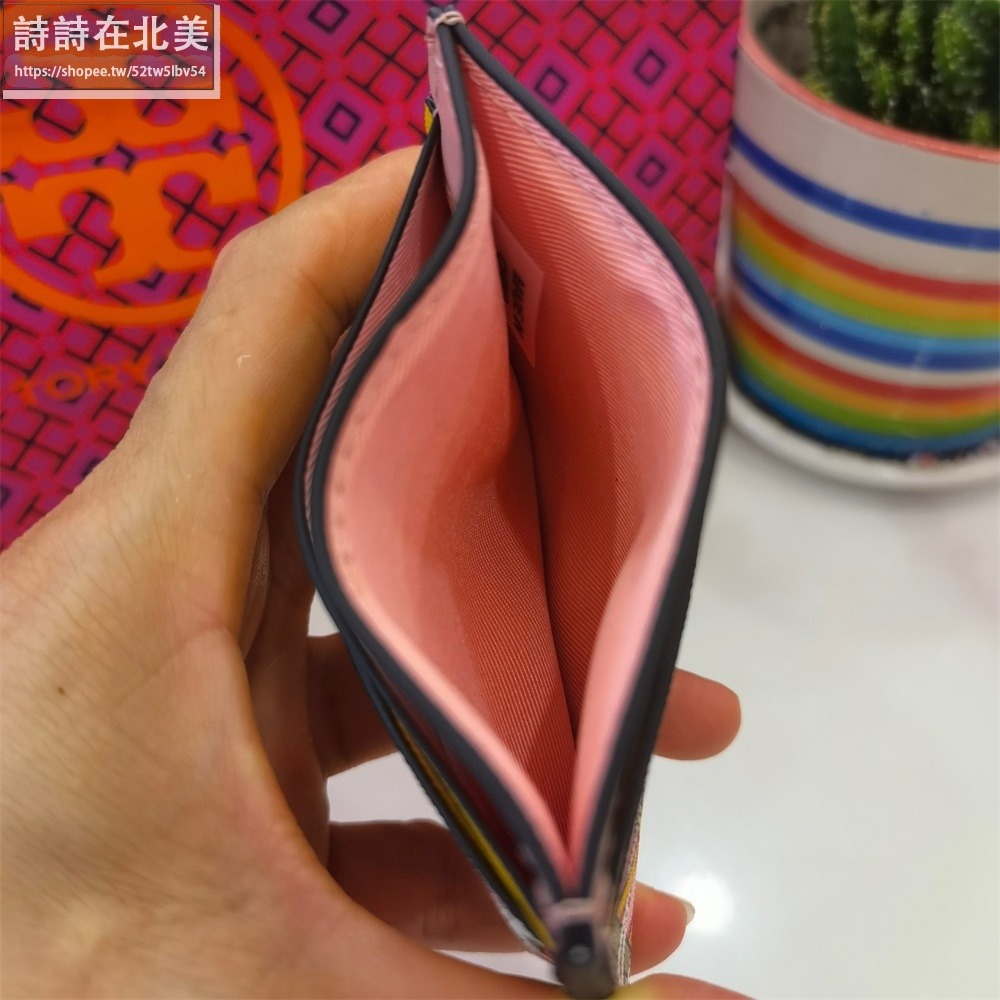 詩詩精品 Tory Burch 卡夾 錢包 mini卡包 名片夾 十字紋防刮塗鴉印花手拿包 證件夾 鈔票夾-細節圖4