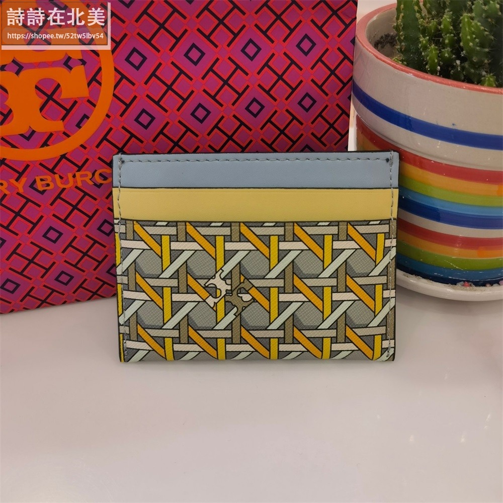 詩詩精品 Tory Burch 卡夾 錢包 mini卡包 名片夾 十字紋防刮塗鴉印花手拿包 證件夾 鈔票夾-細節圖6
