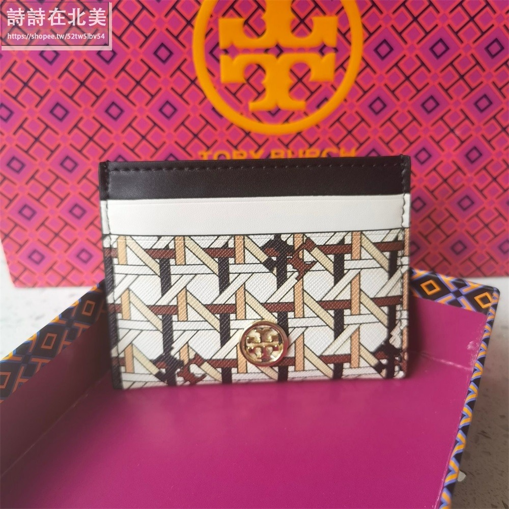 詩詩精品 Tory Burch 卡夾 錢包 mini卡包 名片夾 十字紋防刮塗鴉印花手拿包 證件夾 鈔票夾-細節圖8