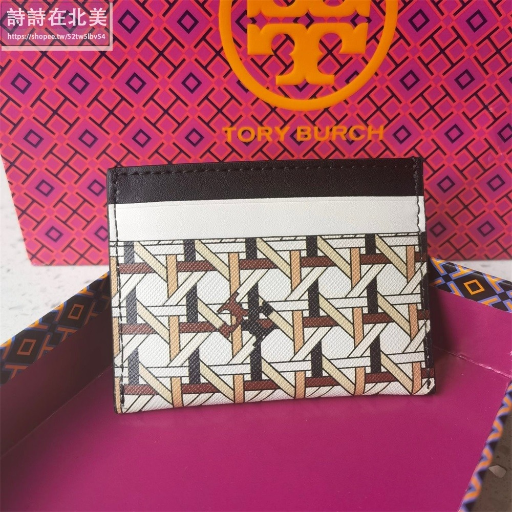詩詩精品 Tory Burch 卡夾 錢包 mini卡包 名片夾 十字紋防刮塗鴉印花手拿包 證件夾 鈔票夾-細節圖9