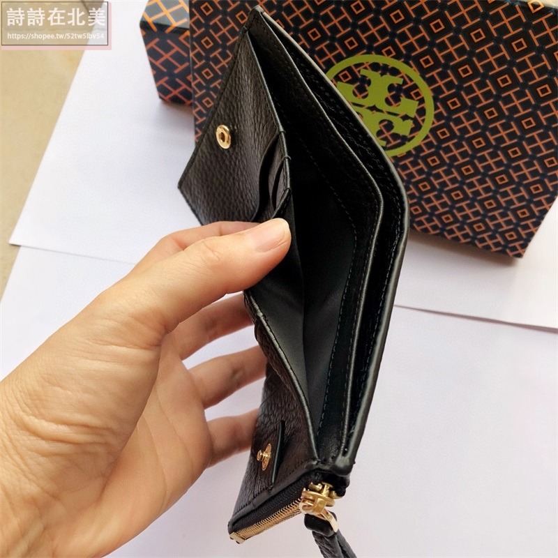 詩詩精品 Tory Burch 皮夾 短夾 雙折卡夾 荔枝紋真皮短夾 手拿包 卡夾零錢包 短夾 證件夾 名片夾 卡片夾-細節圖4
