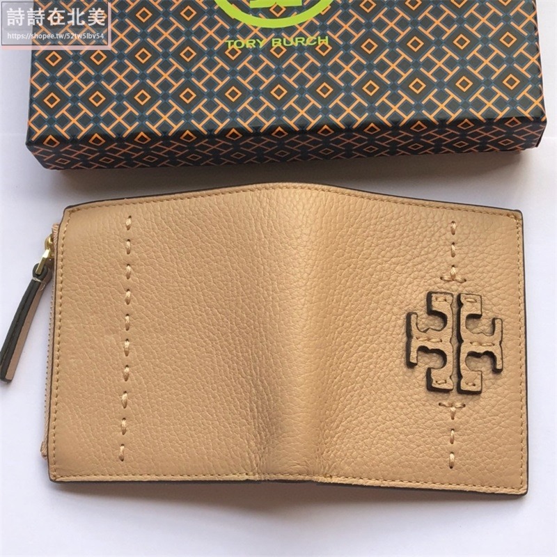 詩詩精品 Tory Burch 皮夾 短夾 雙折卡夾 荔枝紋真皮短夾 手拿包 卡夾零錢包 短夾 證件夾 名片夾 卡片夾-細節圖10