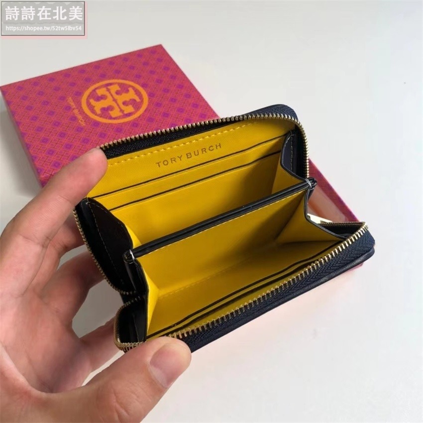 詩詩精品 Tory Burch 皮夾 短夾 零錢包 名片夾 拉鏈短夾 經典提花布設計雙色可選 多功能皮夾 老花拼布設計-細節圖9