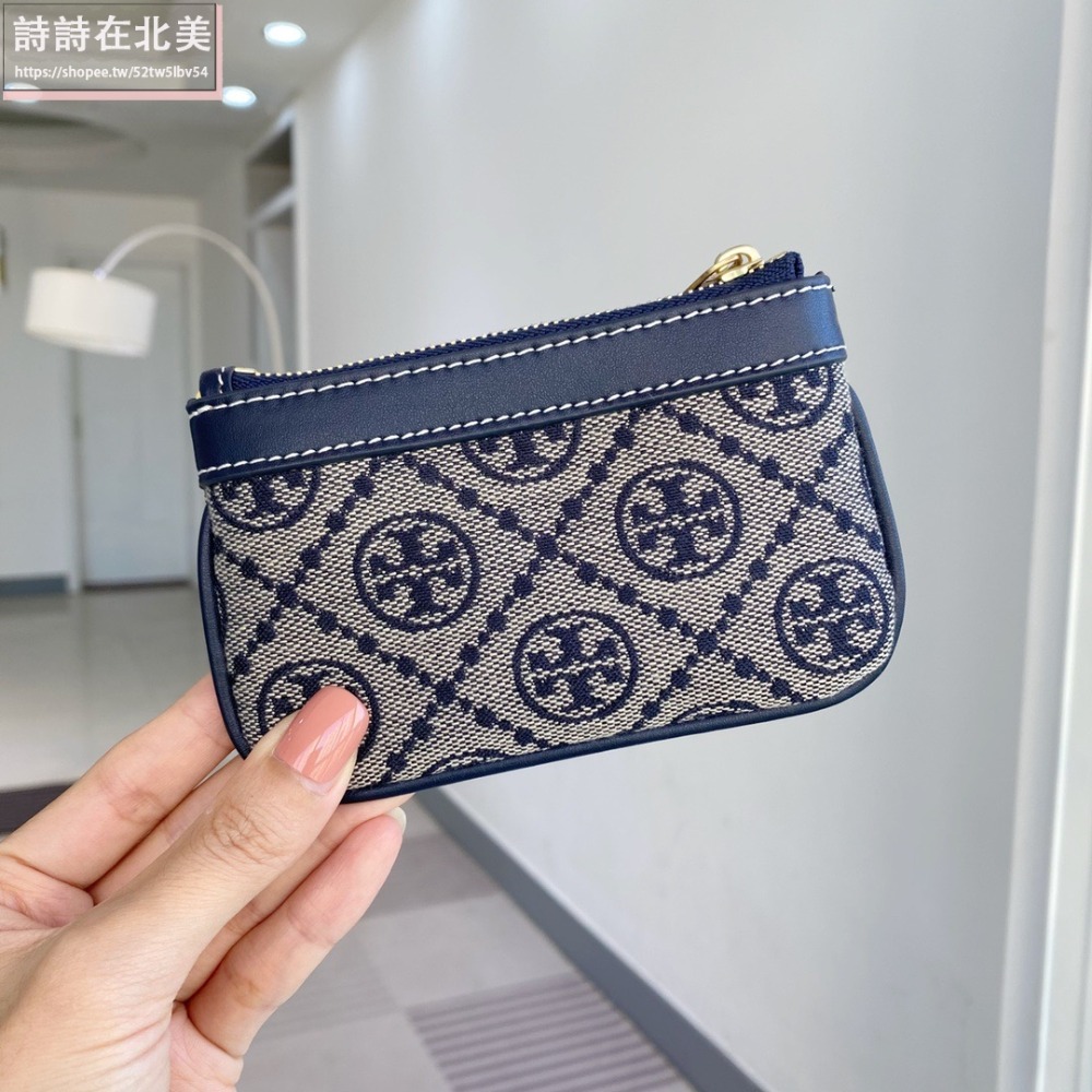 詩詩精品 Tory Burch 皮夾 卡夾 錢包 卡片夾 證件夾 零錢包 名片夾 信用卡夾 卡夾包 帆布拼牛皮鑰匙包-細節圖3