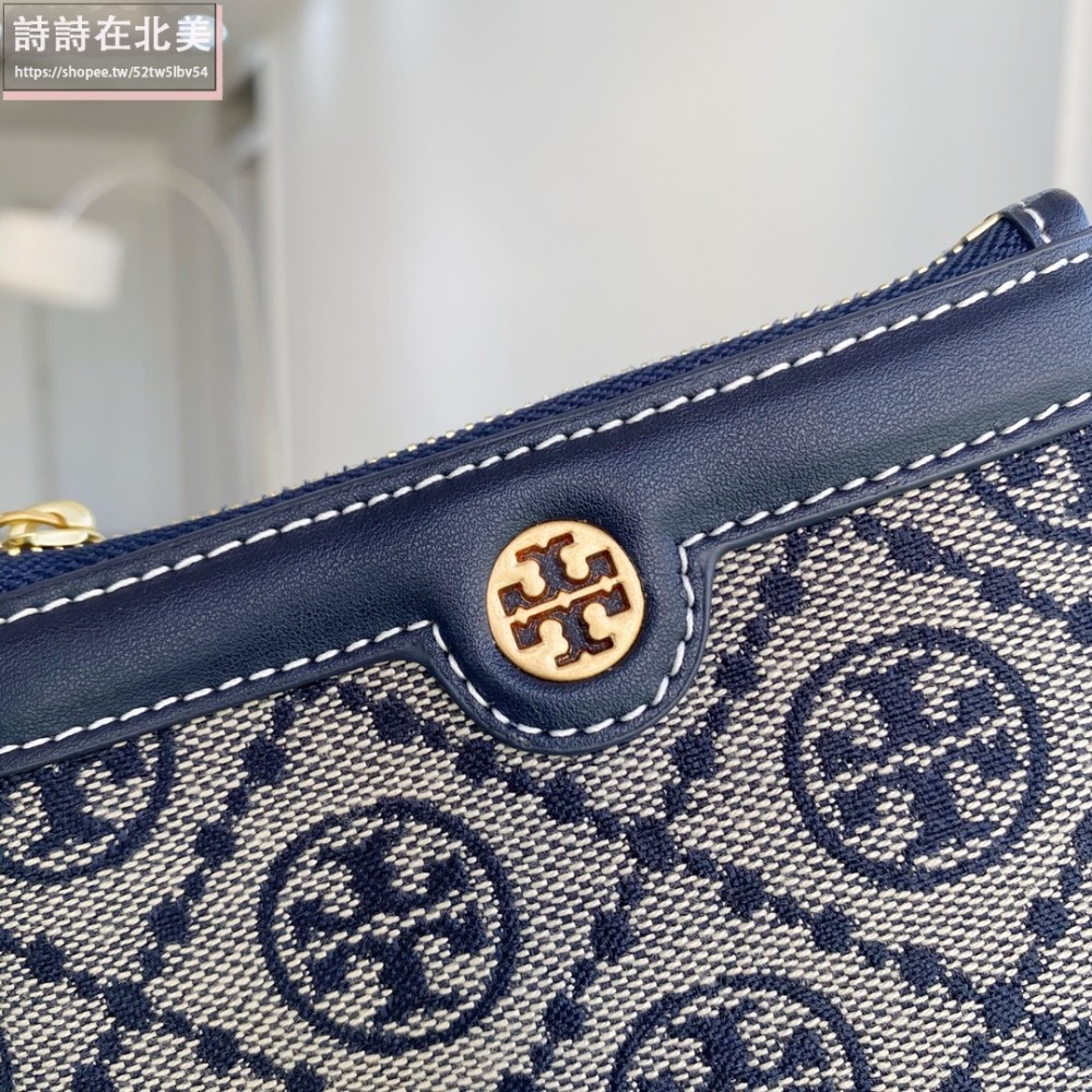 詩詩精品 Tory Burch 皮夾 卡夾 錢包 卡片夾 證件夾 零錢包 名片夾 信用卡夾 卡夾包 帆布拼牛皮鑰匙包-細節圖5