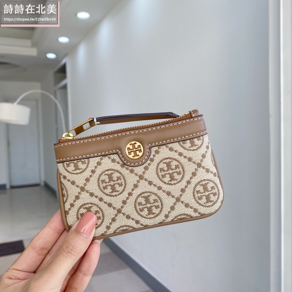 詩詩精品 Tory Burch 皮夾 卡夾 錢包 卡片夾 證件夾 零錢包 名片夾 信用卡夾 卡夾包 帆布拼牛皮鑰匙包-細節圖7