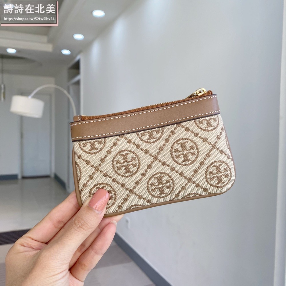 詩詩精品 Tory Burch 皮夾 卡夾 錢包 卡片夾 證件夾 零錢包 名片夾 信用卡夾 卡夾包 帆布拼牛皮鑰匙包-細節圖8