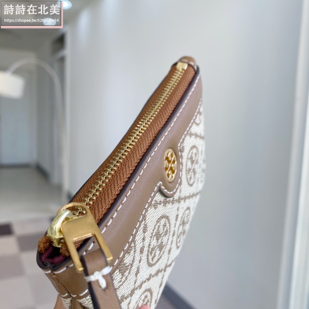詩詩精品 Tory Burch 皮夾 卡夾 錢包 卡片夾 證件夾 零錢包 名片夾 信用卡夾 卡夾包 帆布拼牛皮鑰匙包-細節圖9