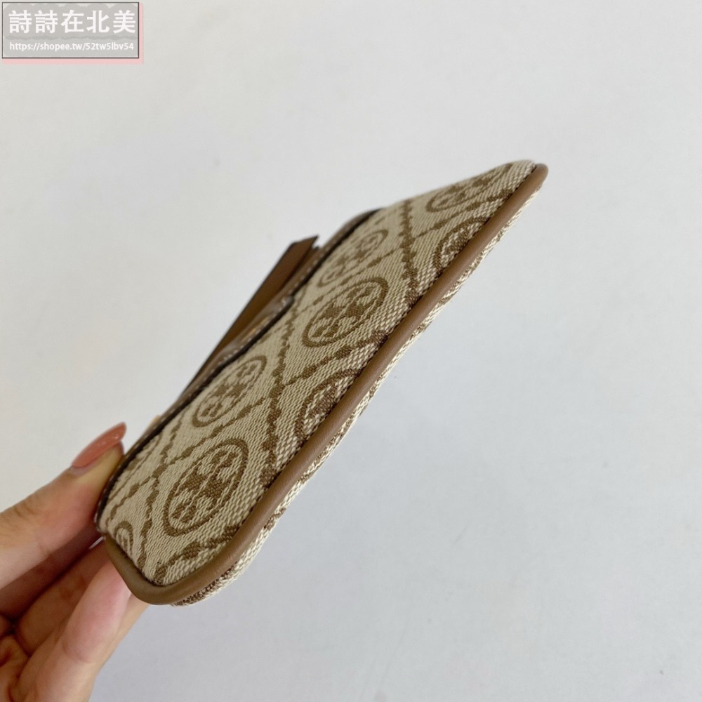 詩詩精品 Tory Burch 皮夾 卡夾 錢包 卡片夾 證件夾 零錢包 名片夾 信用卡夾 卡夾包 帆布拼牛皮鑰匙包-細節圖10