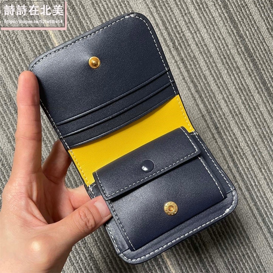 詩詩精品 Tory Burch 皮夾 短夾 零錢包 名片夾 經典提花布設計 雙色可選 多功能皮夾 老花拼布手拿包-細節圖4