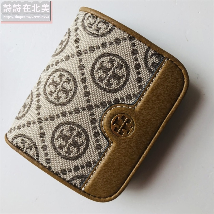 詩詩精品 Tory Burch 皮夾 短夾 零錢包 名片夾 經典提花布設計 雙色可選 多功能皮夾 老花拼布手拿包-細節圖6