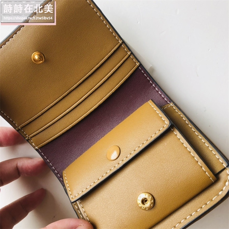 詩詩精品 Tory Burch 皮夾 短夾 零錢包 名片夾 經典提花布設計 雙色可選 多功能皮夾 老花拼布手拿包-細節圖7